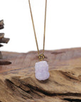 Baikalla Natural Icy Light Lavender Jadeite Jade "PiXiu" Pendant W/ 18ky Gold Bail