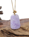 Baikalla Natural Vixen Lavender Jadeite Jade "Lotus Flower" Pendant W/ 14ky Gold Bail