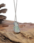 Baikalla Natural Icy Green Jadeite Jade Guan Yin "Goddess of Compassion" Pendant W/ 18kw Gold Bail & Natural Diamonds