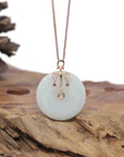 18k Rose Gold Natural Light Green Jadeite Constellation (Libra) Pendant Necklace