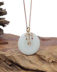 18k Rose Gold Natural Light Green Jadeite Constellation (Libra) Pendant Necklace