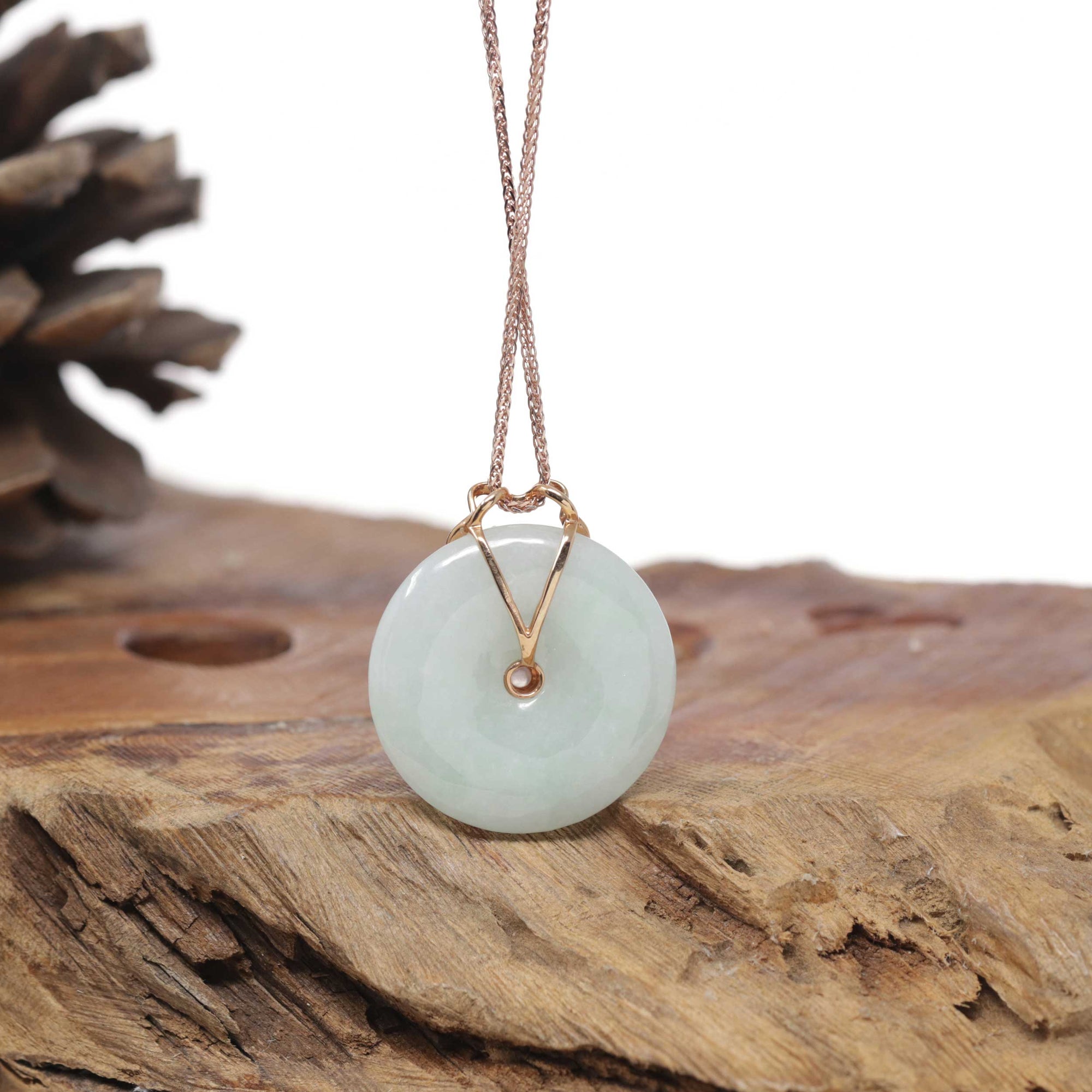 Baikalla Natural Light Green Jadeite Jade Pendant W/ 18kr Gold Constellation (Leo) Bail &amp; Tourmaline