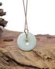 Baikalla Natural Light Green Jadeite Jade Pendant Necklace W/ 18k Rose Gold Constellation (Gemini) Bail & Ruby