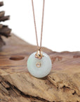 18k Rose Gold Natural Green Jadeite Jade Constellation (Aquarius) Necklace Pendant W/ Diamonds & Ruby
