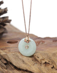 18k Rose Gold Genuine Burmese Jadeite Constellation (Aquarius) Necklace Pendant with Diamonds & Ruby