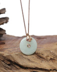 18k Rose Gold Genuine Burmese Jadeite Constellation (Aquarius) Necklace Pendant with Diamonds & Ruby