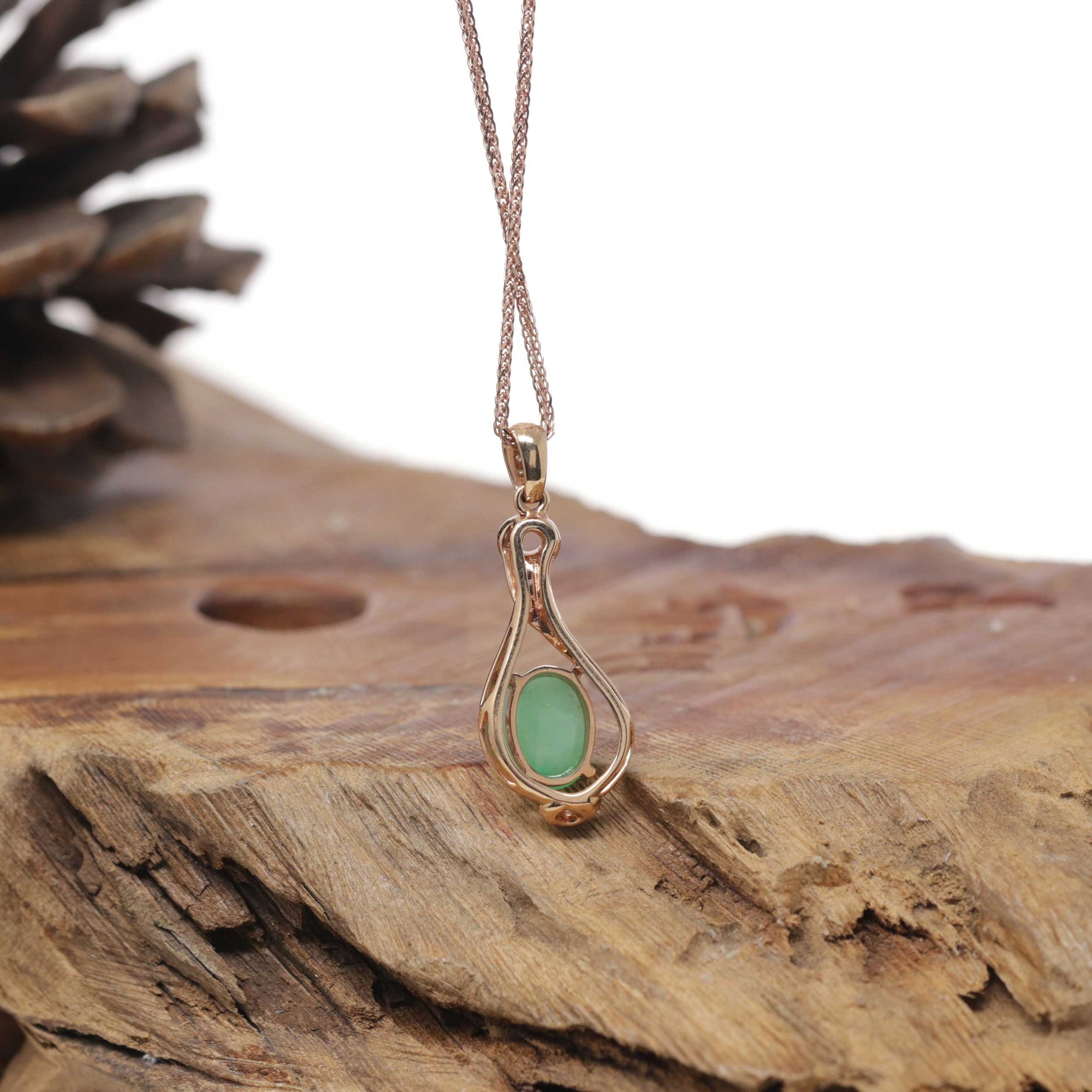 Baikalla Natural Icy Green Jadeite Jade Lucky Bottle Pendant W/ 18kr Gold Bail &amp; Natural Diamonds