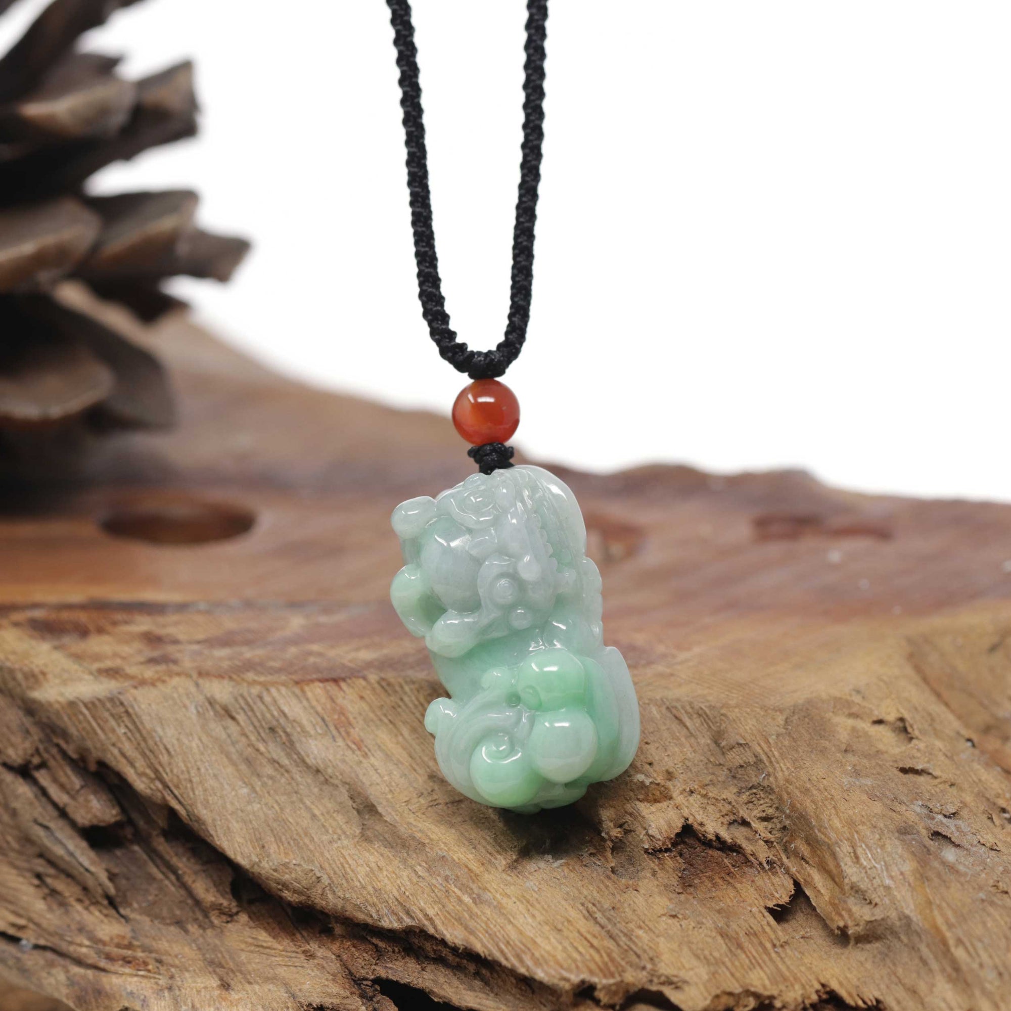 Baikalla Natural Apple-Green Jadeite Jade PiXiu "Fortune Beast" Pendant Necklace