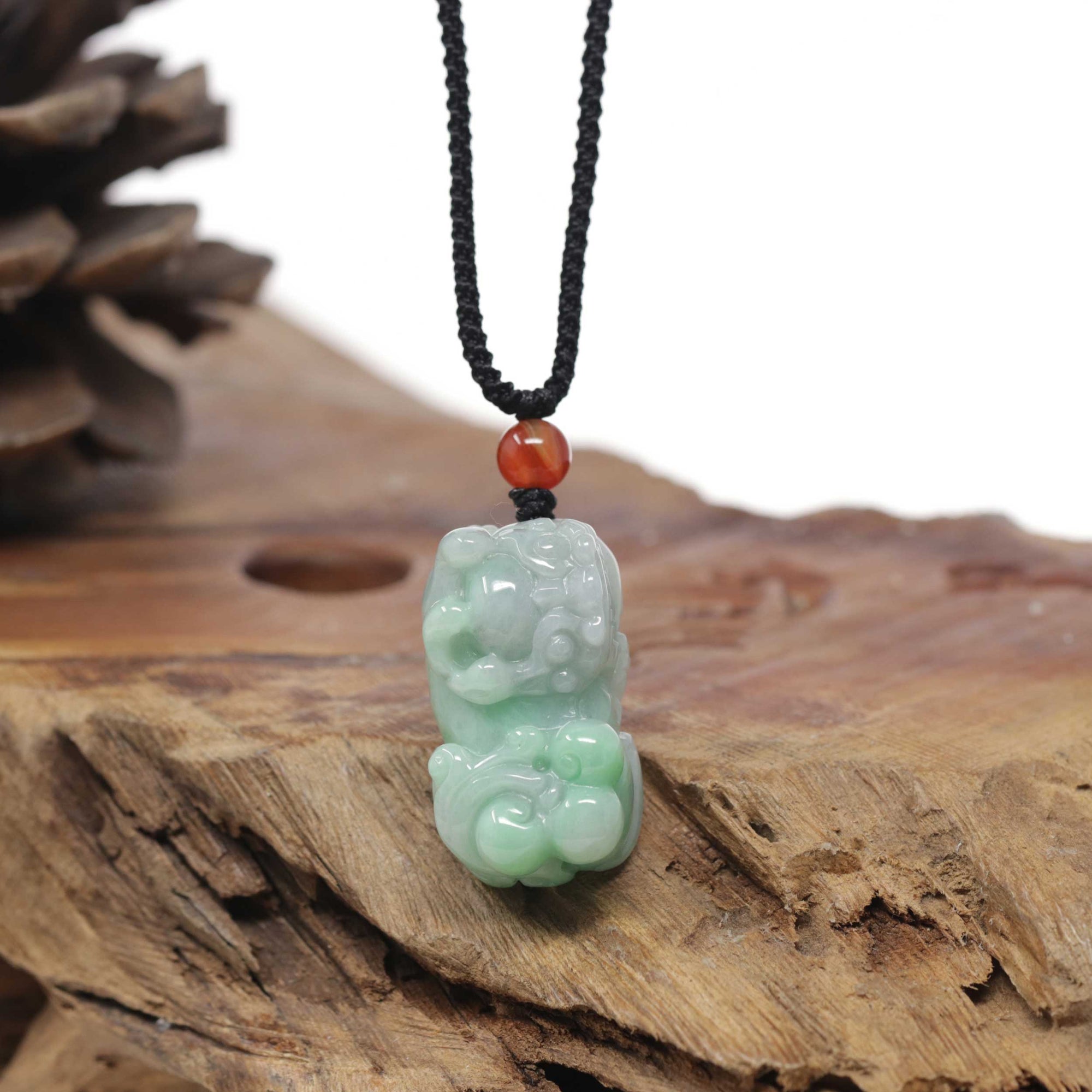 Baikalla Natural Apple-Green Jadeite Jade PiXiu "Fortune Beast" Pendant Necklace
