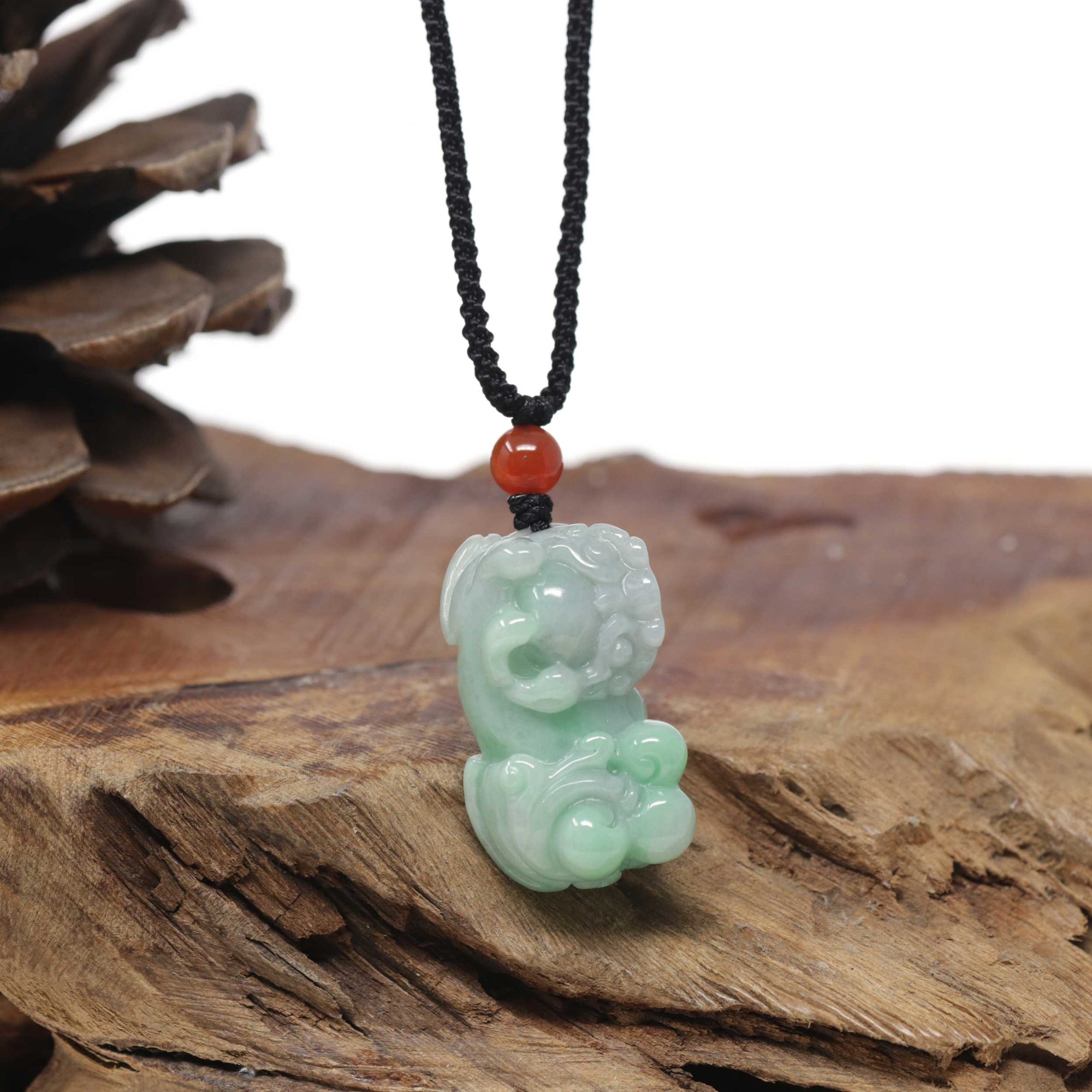 Baikalla Natural Apple-Green Jadeite Jade PiXiu "Fortune Beast" Pendant Necklace