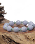 Baikalla Natural Vixen Lavender & Blue-Green Jadeite Jade Carved Bead Bracelet