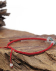 Baikalla Natural Icy Jadeite Jade "Lucky Clover" Braided Red Nylon Adjustable Drawstring Bracelet