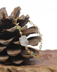 Baikalla 18k Yellow Gold & Natural Icy Jadeite Jade PiXiu Bracelet W/ Imperial Green Jade & Natural Diamonds