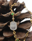 Baikalla 18k Yellow Gold & Natural Icy Jadeite Jade PiXiu Bracelet W/ Imperial Green Jade & Natural Diamonds