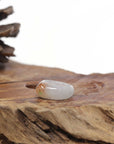 Baikalla Natural Icy Red Sajin (Golden Dust) & Green Patch Jadeite Jade Traditional Ring 