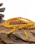 Baikalla Natural Yellow Amber Round Bead Necklace (5.2mm) 2 in 1