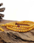 Baikalla Natural Yellow Amber Round Bead Necklace (5.2mm) 2 in 1