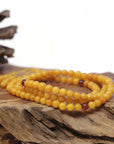 Baikalla Natural Yellow Amber Round Bead Necklace (5.2mm) 2 in 1