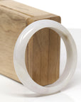 Baikalla Natural Faint Lavender & Yellow Patch Jadeite Jade "Half Round" Bangle Bracelet (55.5mm) 