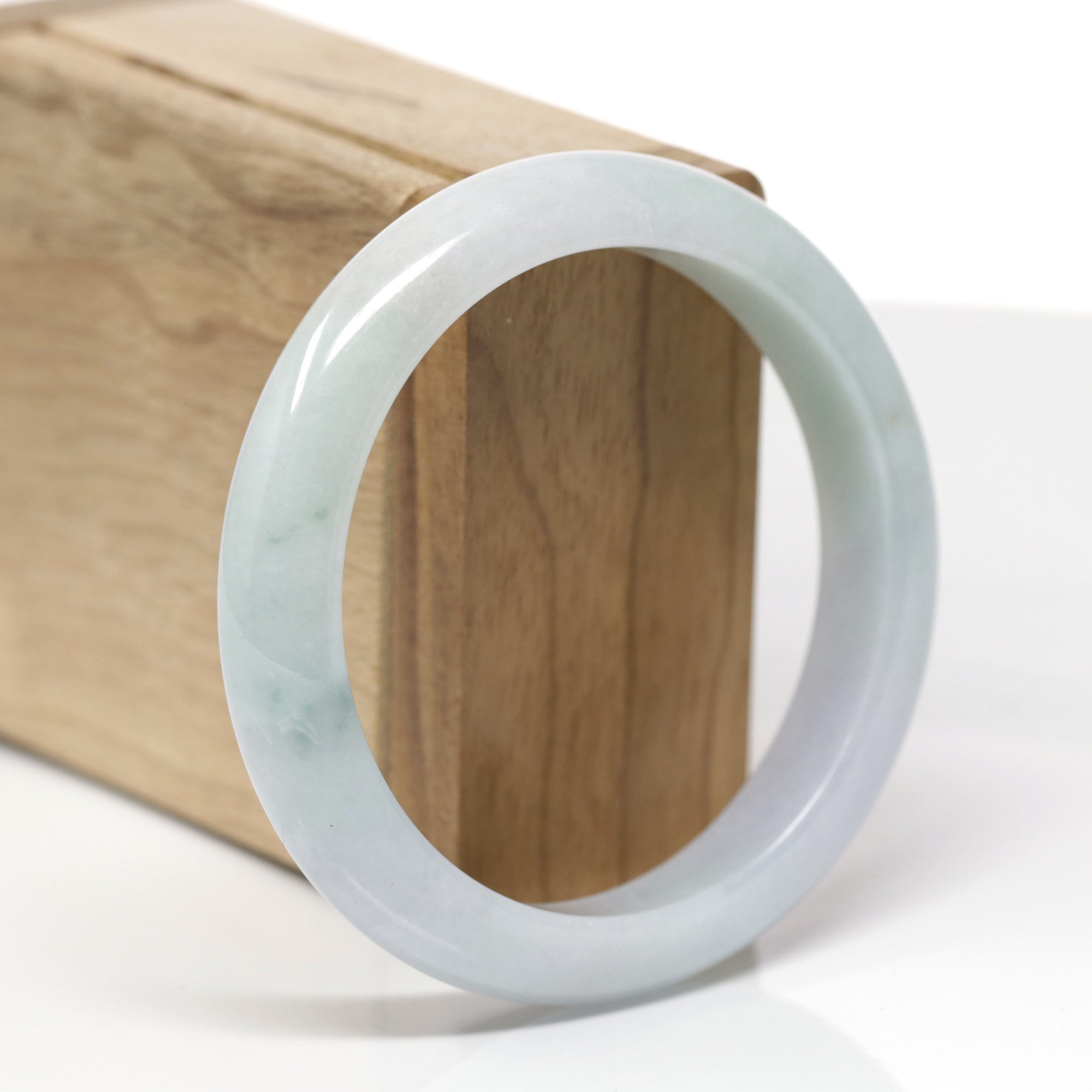 Baikalla Natural Light Blue-Green &amp; Lavender Jadeite Jade "Half Round" Bangle Bracelet (58.2mm) 