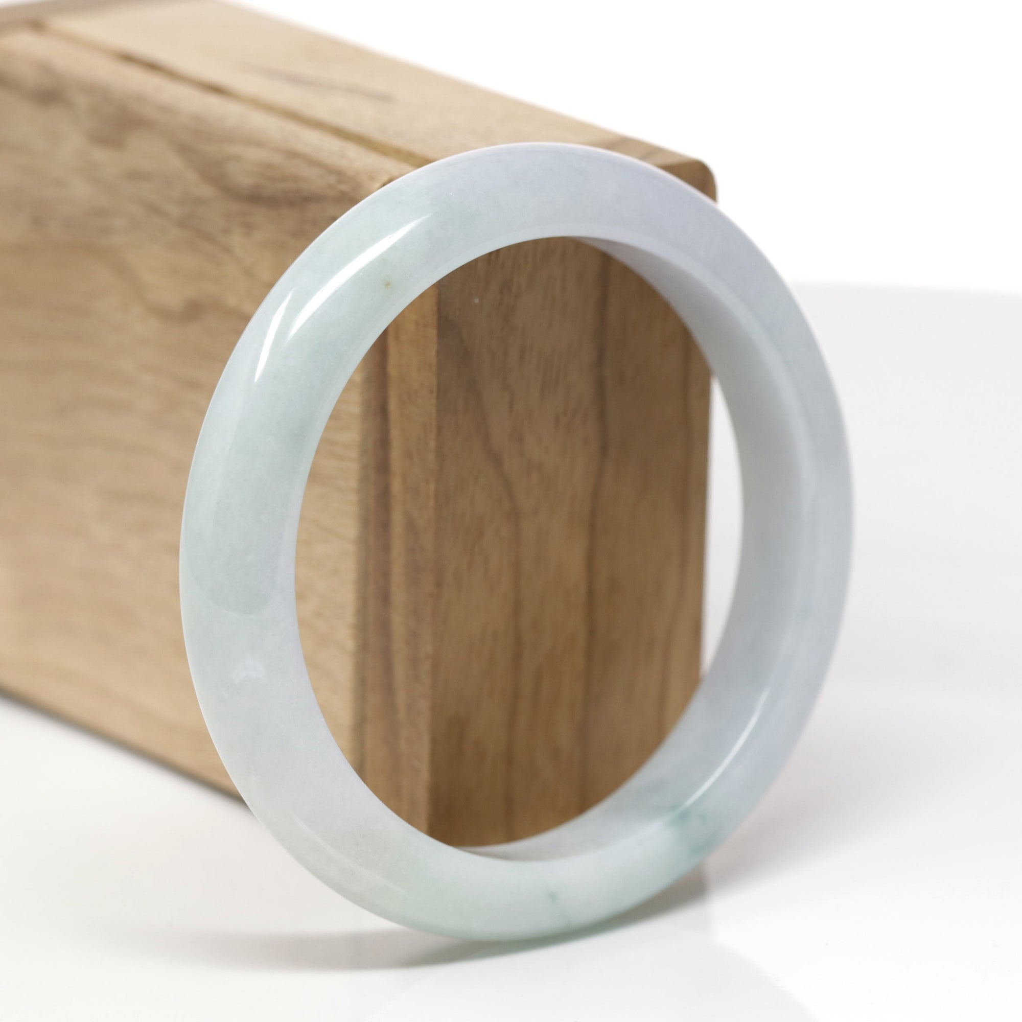Baikalla Natural Light Blue-Green &amp; Lavender Jadeite Jade "Half Round" Bangle Bracelet (58.2mm) 
