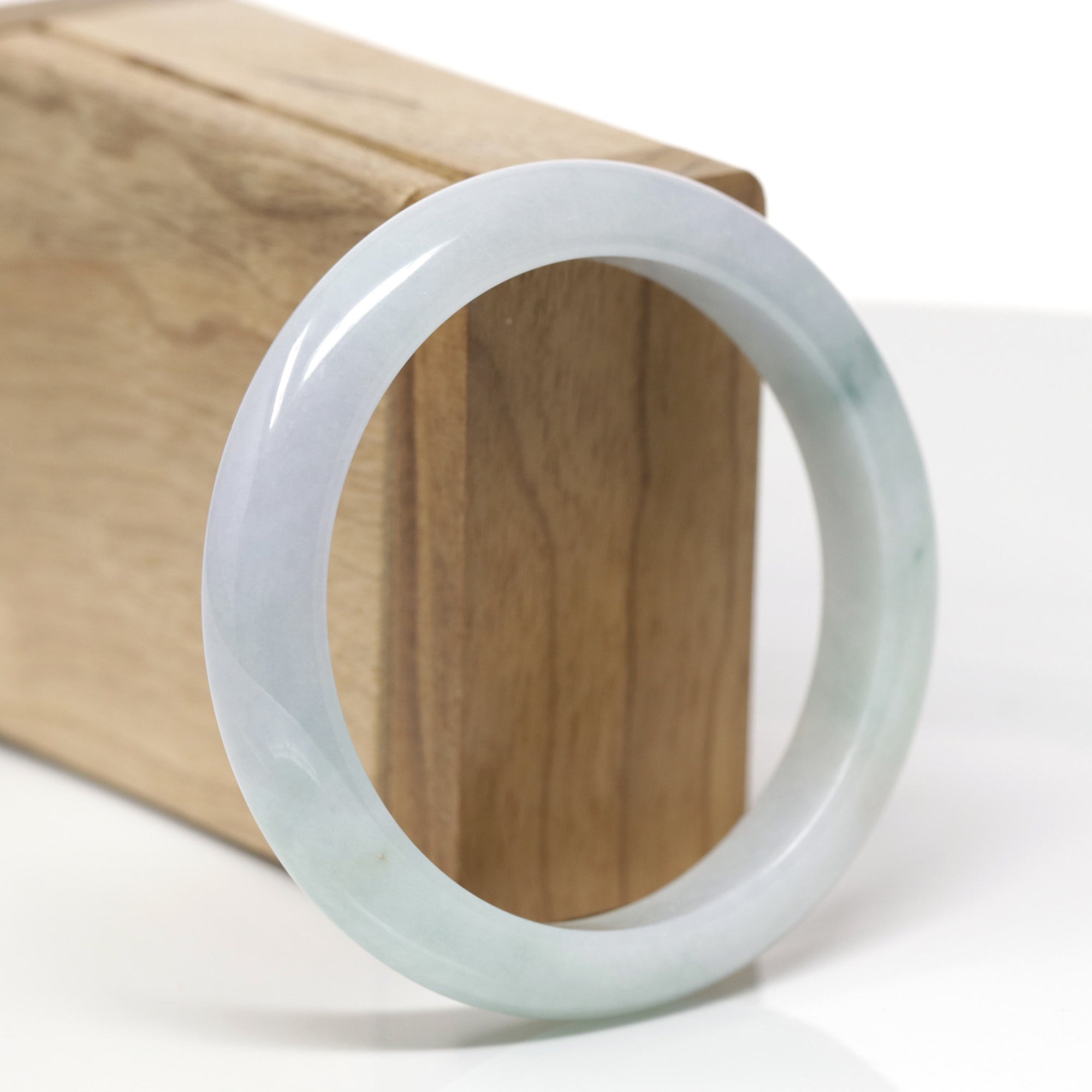 Baikalla Natural Light Blue-Green &amp; Lavender Jadeite Jade "Half Round" Bangle Bracelet (58.2mm) 