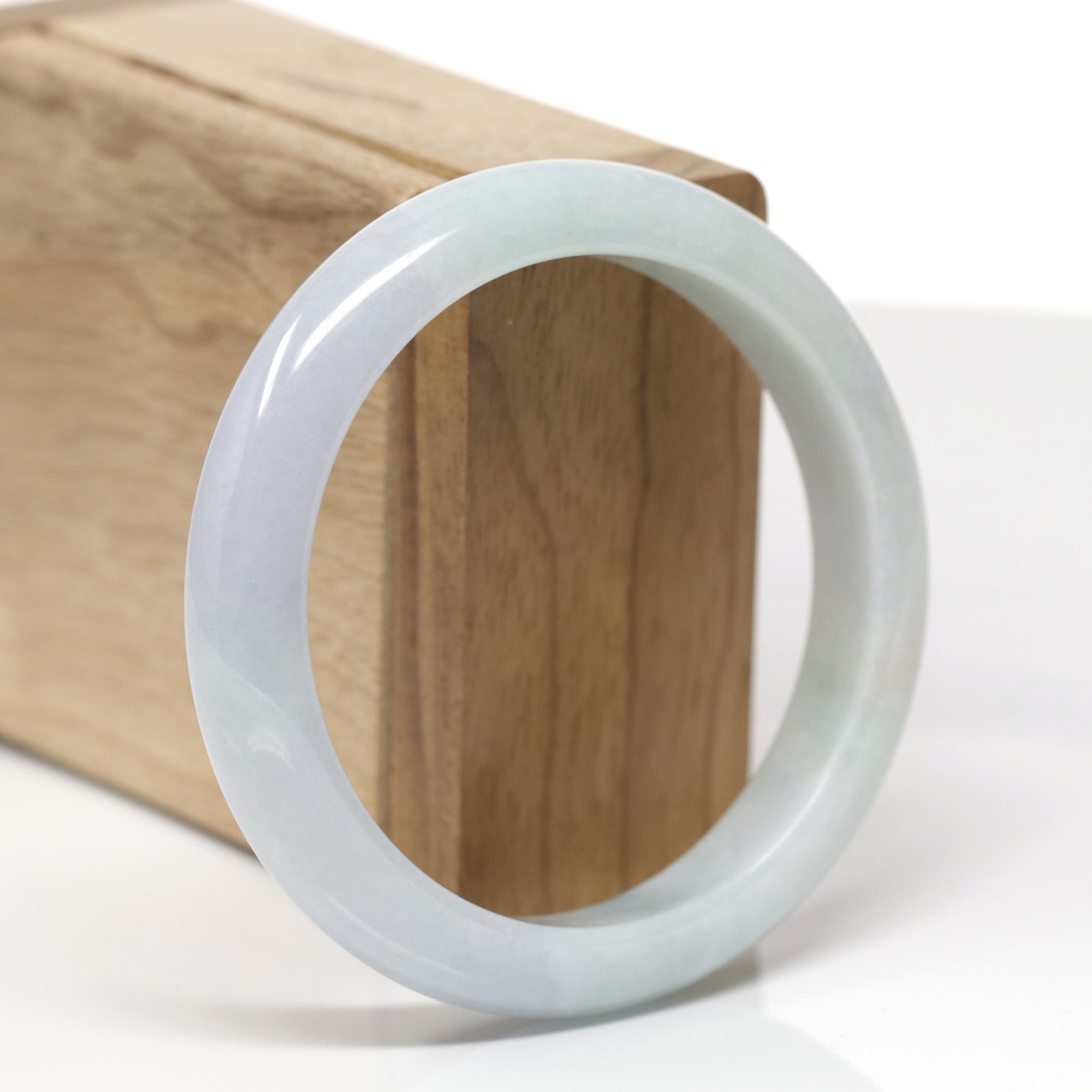 Baikalla Natural Light Blue-Green &amp; Lavender Jadeite Jade "Half Round" Bangle Bracelet (58.2mm) 