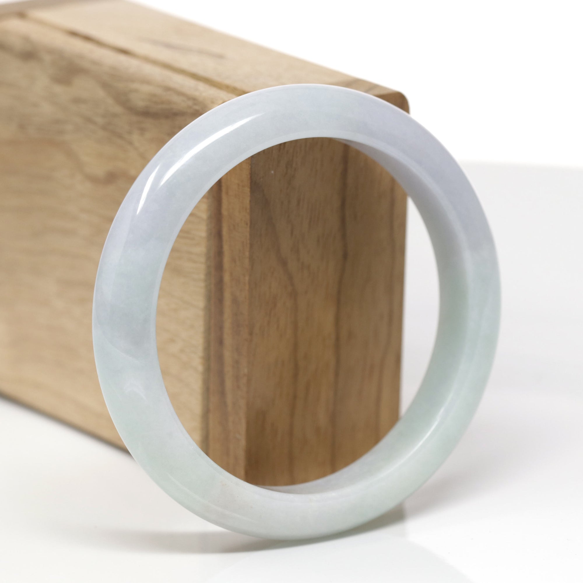 Baikalla Natural Light Blue-Green &amp; Lavender Jadeite Jade "Half Round" Bangle Bracelet (58.2mm) 