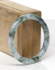 Baikalla Natural Deep Blue-Green Flowers "Traditional Round" Jadeite Jade Bangle Bracelet (53mm) 