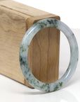 Baikalla Natural Deep Blue-Green Flowers "Traditional Round" Jadeite Jade Bangle Bracelet (53mm) 