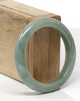 Baikalla Natural Oil-Green Jadeite Jade "Half Round" Bangle Bracelet (53.5mm) 