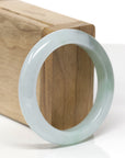 Baikalla Natural Light Green & Icy Oil-Green Patch Jadeite Jade "Half Round" Bangle Bracelet (52.6mm) 