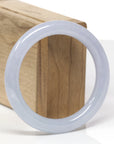 High-End Natural Icy Light Lavender Jadeite Jade "Traditional Round" Bangle Bracelet (55.9mm) 