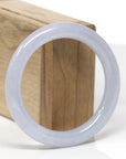 High-End Natural Icy Light Lavender Jadeite Jade "Traditional Round" Bangle Bracelet (55.9mm) 
