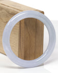 High-End Natural Icy Light Lavender Jadeite Jade "Traditional Round" Bangle Bracelet (55.9mm) 
