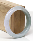 Baikalla Natural Blue-Green & Light Lavender Jadeite Jade "Half Round" Bangle Bracelet (56.5mm) 