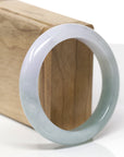 Baikalla Natural Blue-Green & Light Lavender Jadeite Jade "Half Round" Bangle Bracelet (56.5mm) 