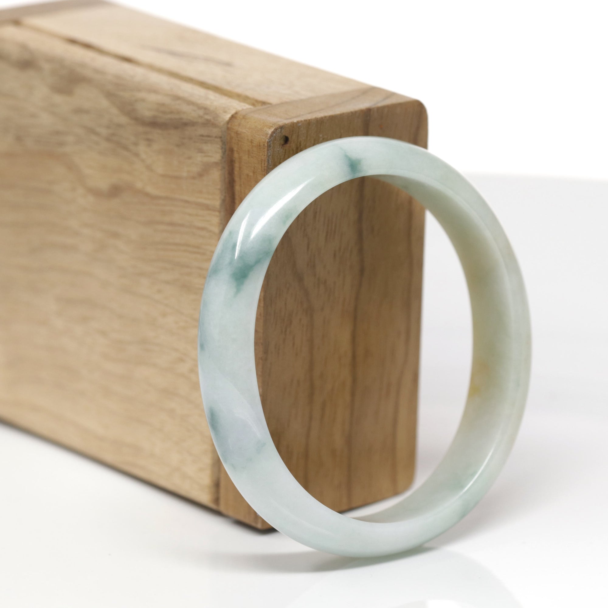 Baikalla Natural Deep Blue-Green Flower &amp; Orange Sajin Jadeite Jade "Oval" Bangle Bracelet (54.4mm) 