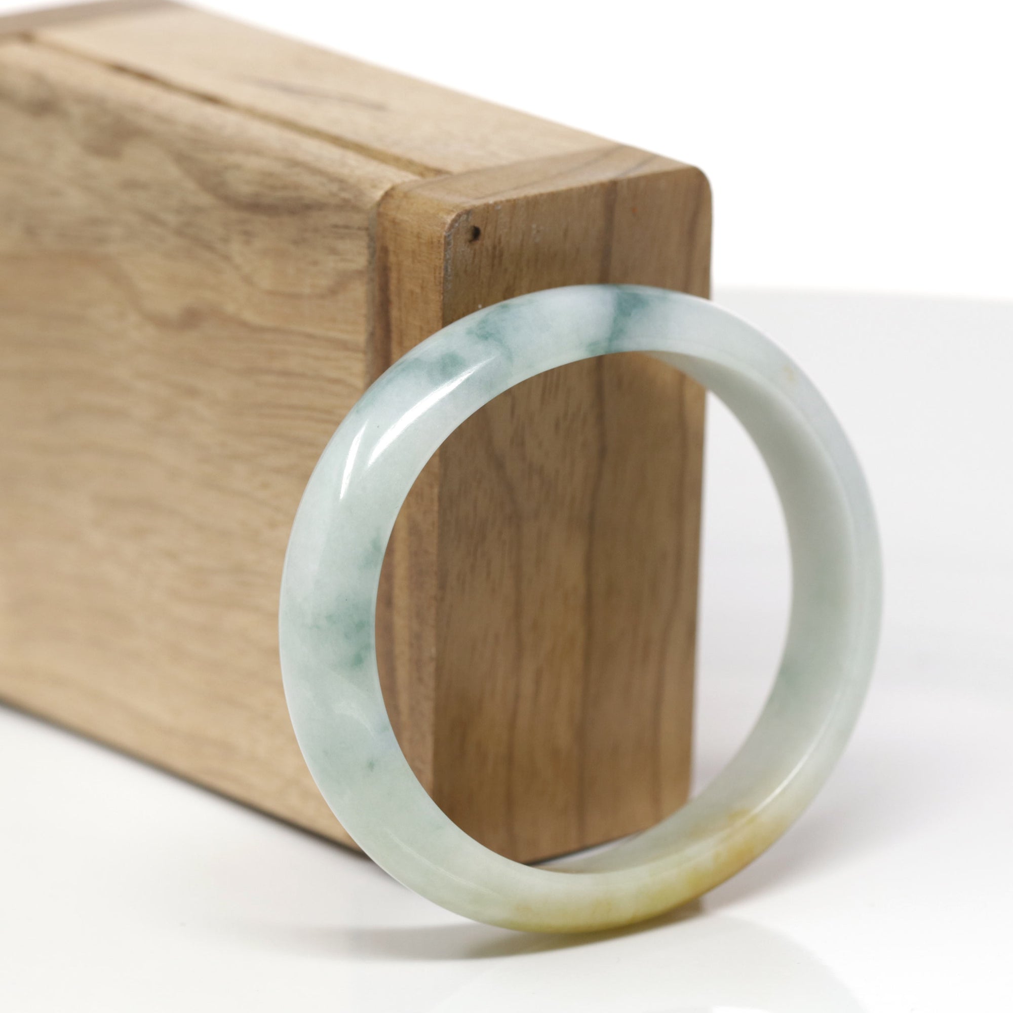 Baikalla Natural Deep Blue-Green Flower &amp; Orange Sajin Jadeite Jade "Oval" Bangle Bracelet (54.4mm) 