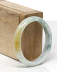 Baikalla Natural Deep Blue-Green Flower & Orange Sajin Jadeite Jade "Oval" Bangle Bracelet (54.4mm) 