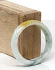 Baikalla Natural Deep Blue-Green Flower & Orange Sajin Jadeite Jade "Oval" Bangle Bracelet (54.4mm) 