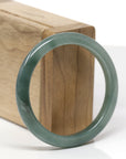 Baikalla Natural Deep Oil-Green Jadeite Jade "Petite Half-Round" Bangle Bracelet (54.8mm) 