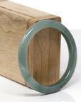 Baikalla Natural Deep Oil-Green Jadeite Jade "Petite Half-Round" Bangle Bracelet (54.8mm) 