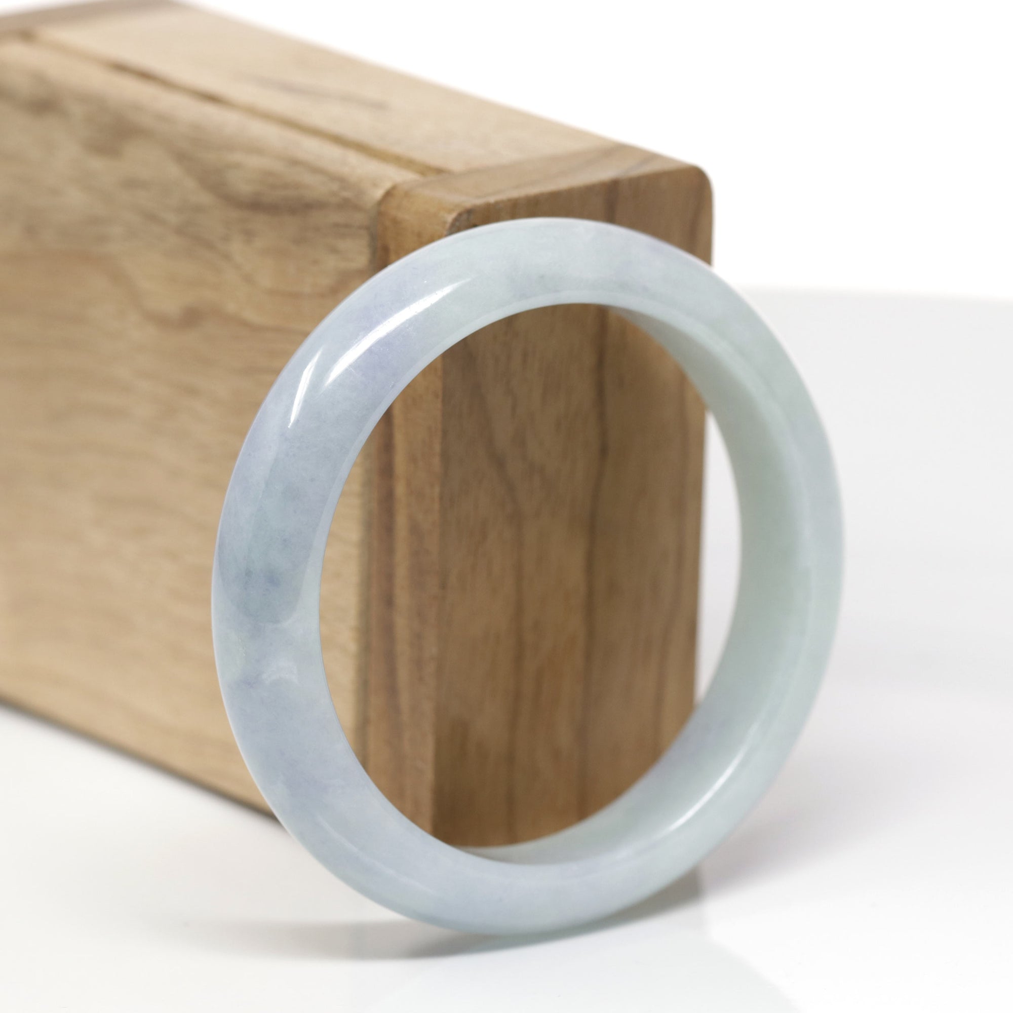 Baikalla Natural Light Blue-Green &amp; Lavender Jadeite Jade "Half Round" Bangle Bracelet (53.1mm) 