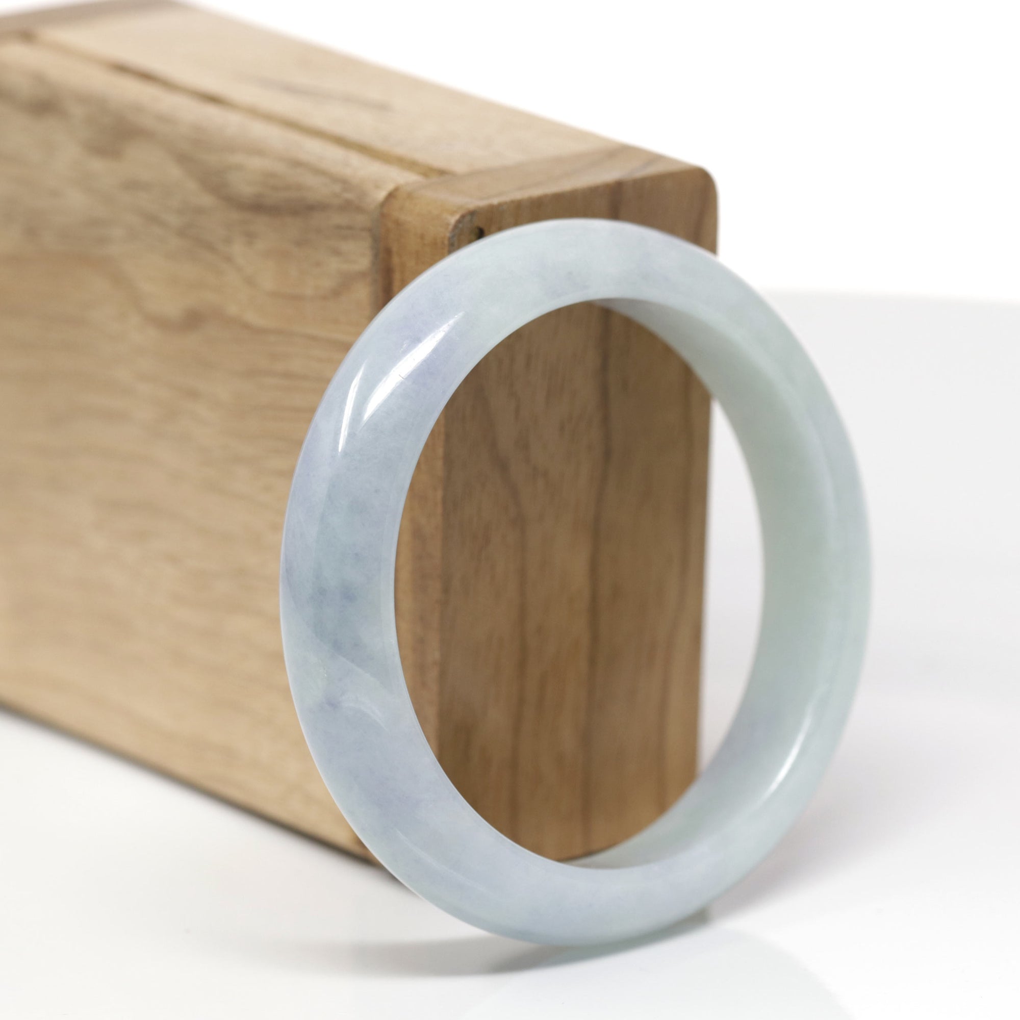 Baikalla Natural Light Blue-Green &amp; Lavender Jadeite Jade "Half Round" Bangle Bracelet (53.1mm) 