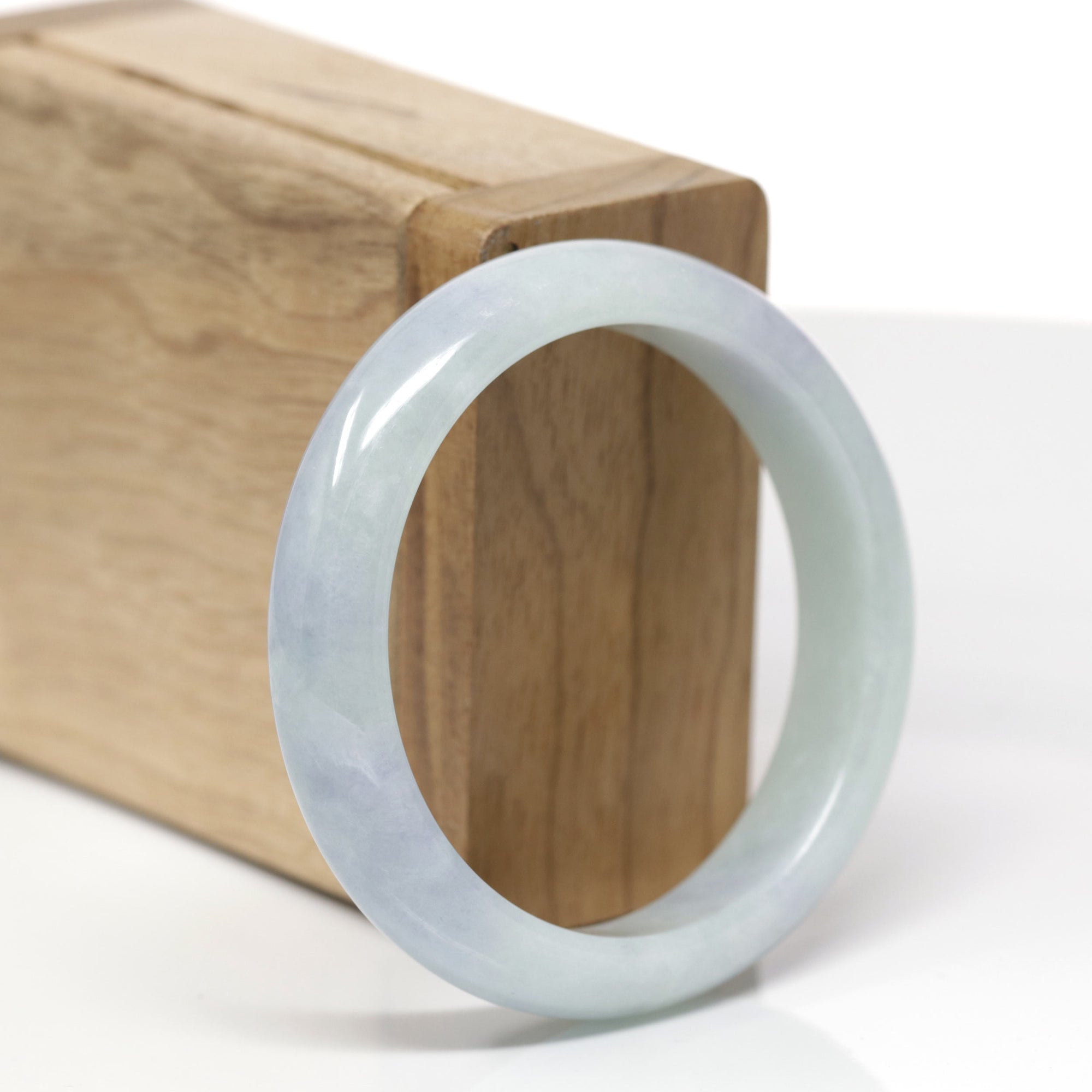 Baikalla Natural Light Blue-Green &amp; Lavender Jadeite Jade "Half Round" Bangle Bracelet (53.1mm) 