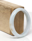 Baikalla Natural Light Blue-Green W/ Orange Sajin (Golden Dust) Jadeite Jade "Oval" Bangle Bracelet (56.2mm) 