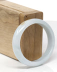 Baikalla Natural Light Blue-Green W/ Orange Sajin (Golden Dust) Jadeite Jade "Oval" Bangle Bracelet (56.2mm) 