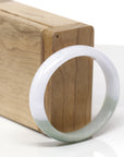Baikalla Natural Light Lavender & Oil-Green Jadeite Jade "Oval" Bangle Bracelet (54.2mm) 