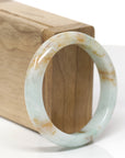 Baikalla Natural Light Green & Orange Sajin Jadeite Jade "Half Round" Bangle Bracelet (54mm) 